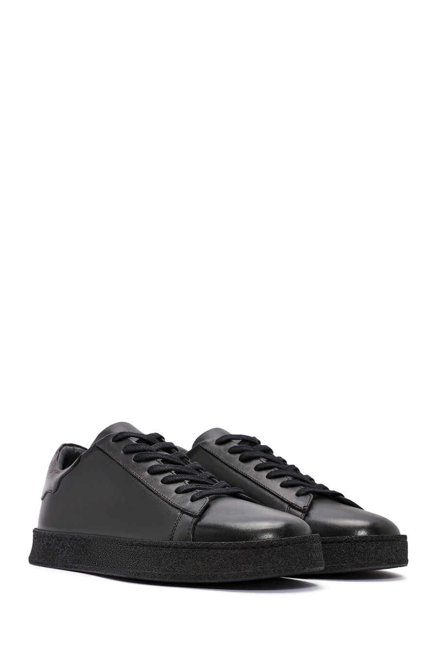 Men's Black Lace-up Leather Sneaker