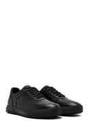 Erkek Siyah Bağcıklı Deri Sneaker | Derimod
