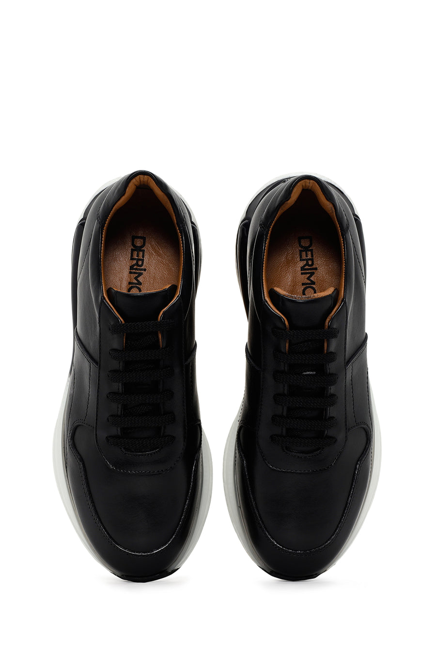 Men's Black Thick Sole Lace Up Leather Sneaker
