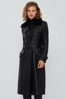 Fonda Women's Black Fur Leather Coat | Derimod