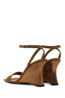 Woman Tan Ankle-Buckle Wedge-Heel Suede Sandal | Derimod