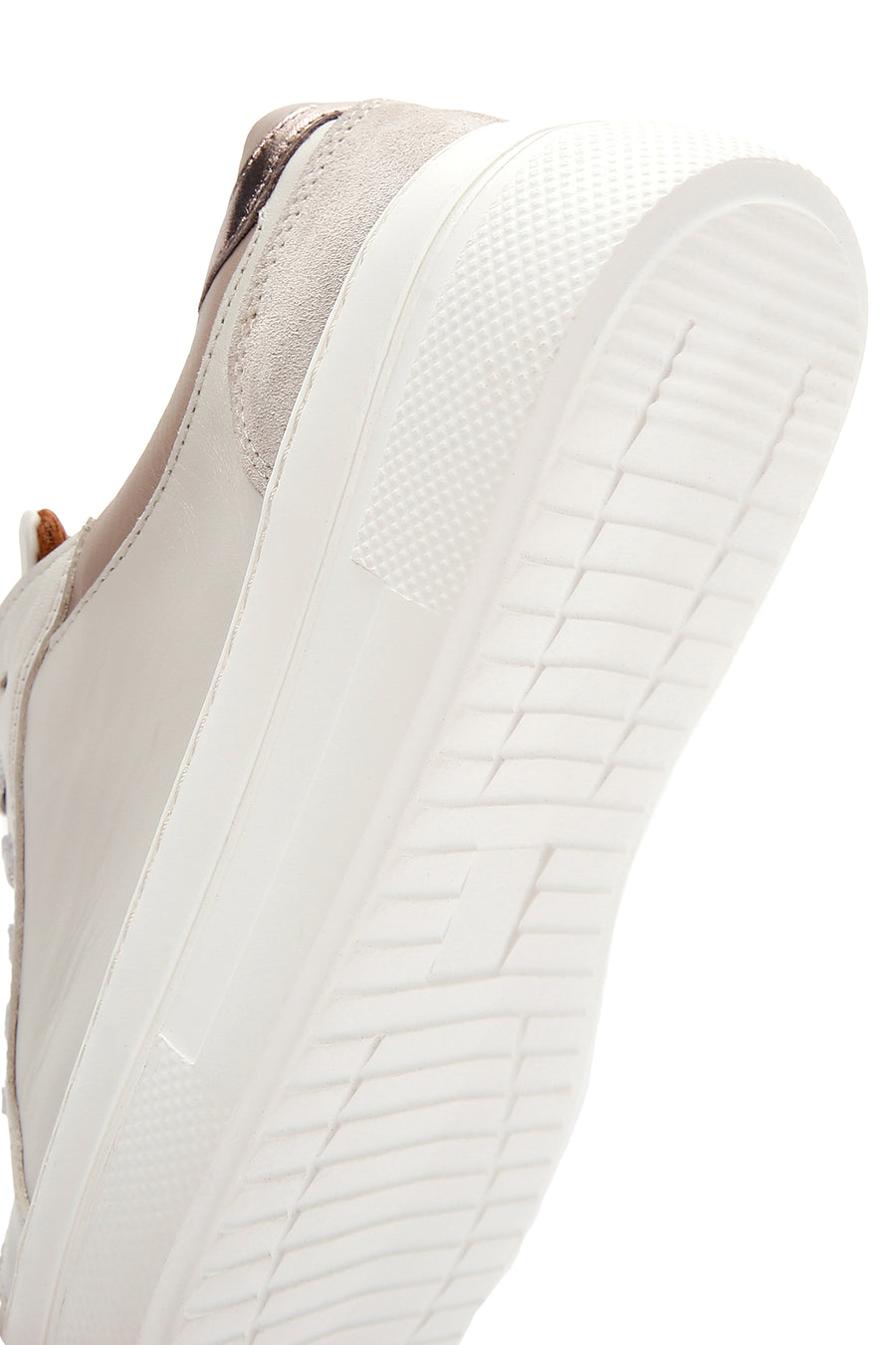 Women's Beige Leather Thick Soled Sneaker