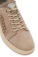 Erkek Vizon Bağcıklı Baskılı Nubuk Deri Sneaker | Derimod
