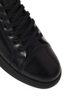 Erkek Siyah Bağcıklı Deri Sneaker | Derimod