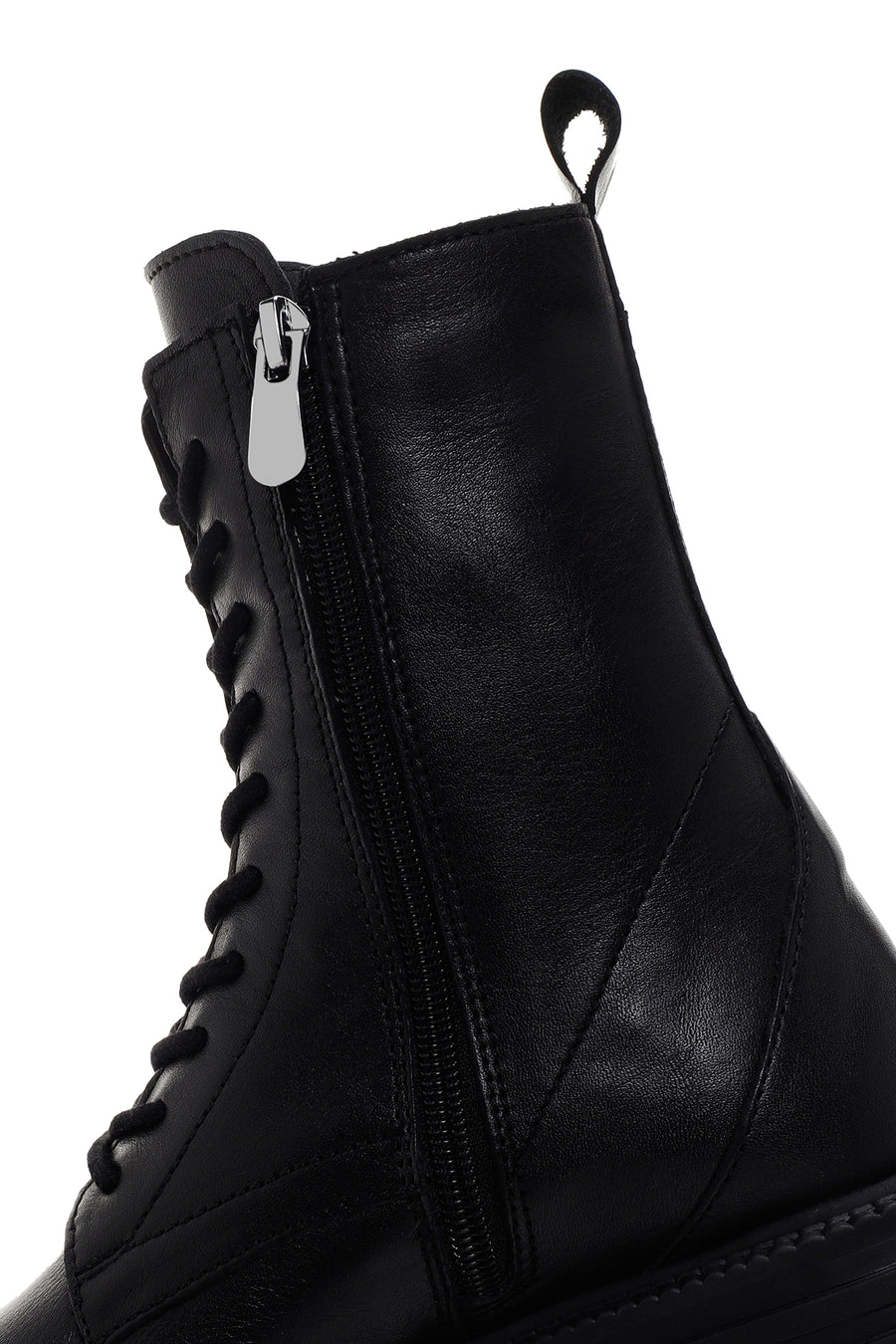 Women's Black Zippered Leather Boots