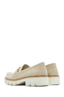 Women's Tan Buckled Suede Masculine Loafer | Derimod