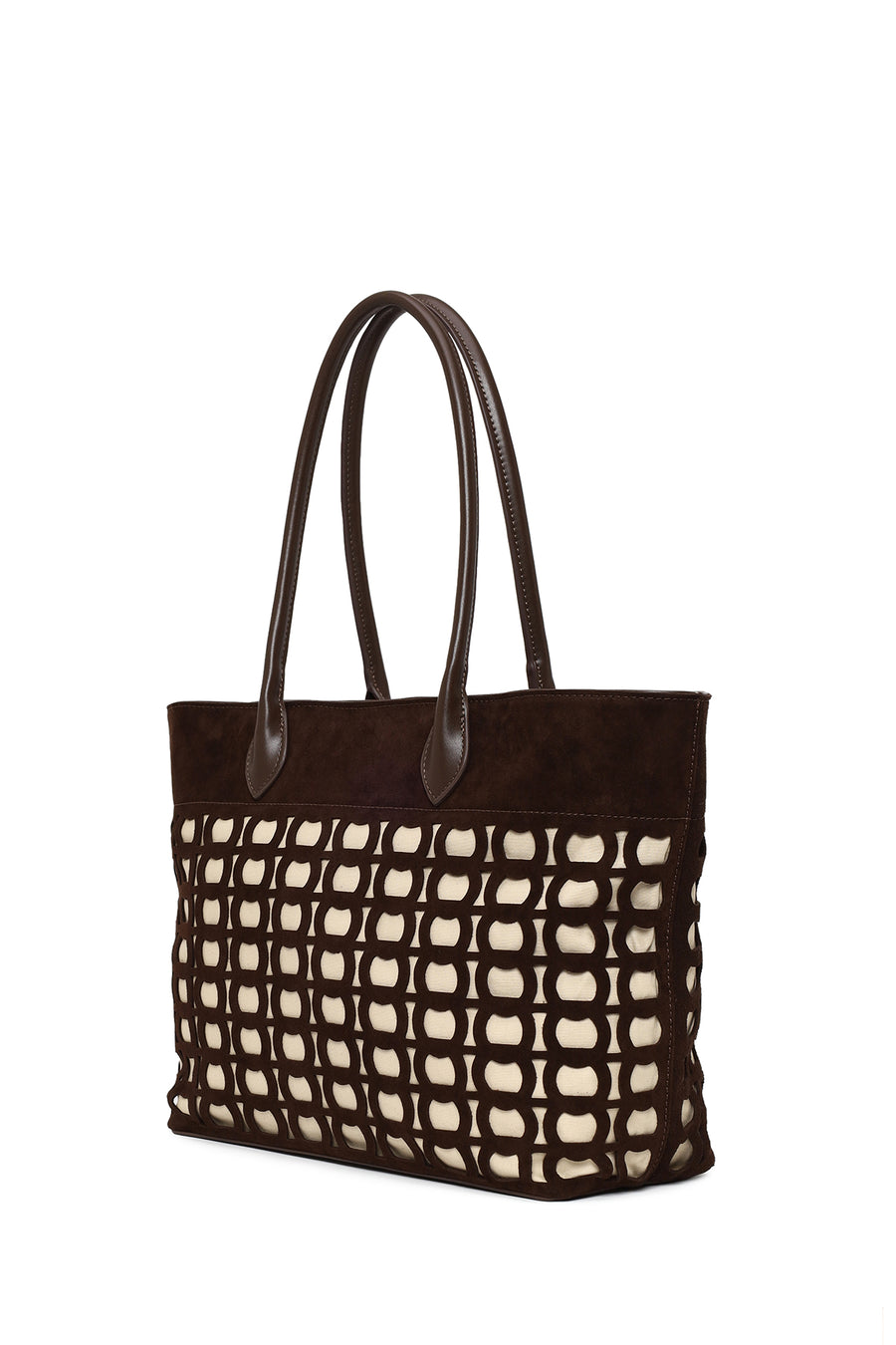 Woman Brown Patterned Suede Shoulder Bag