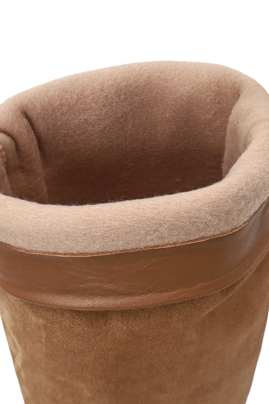Woman Beige Chunky-Heeled Suede Boots