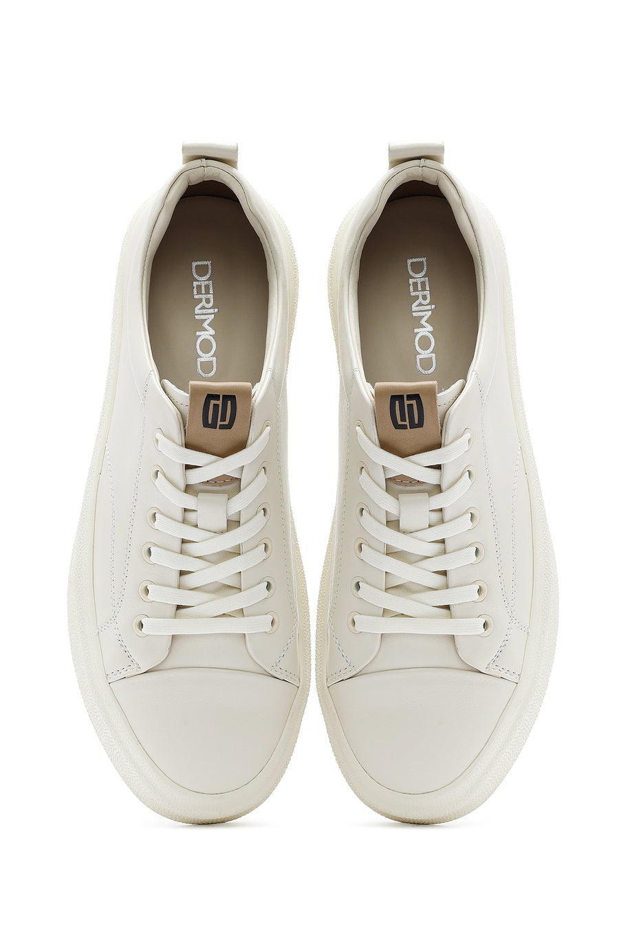 Male White Lace-Up Leather Sneaker