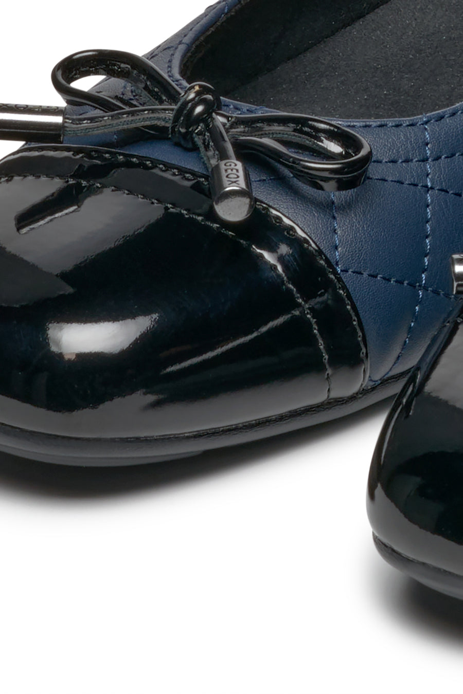 Geox Women's Navy Blue Annytah Quilted Patterned Leather Ballerinas