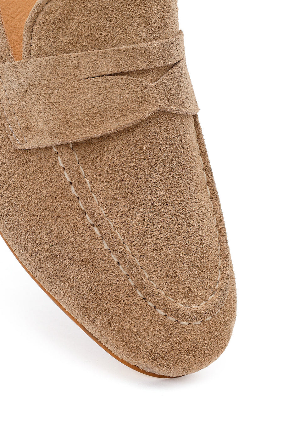 Kadın Bej Süet Deri Maskülen Loafer