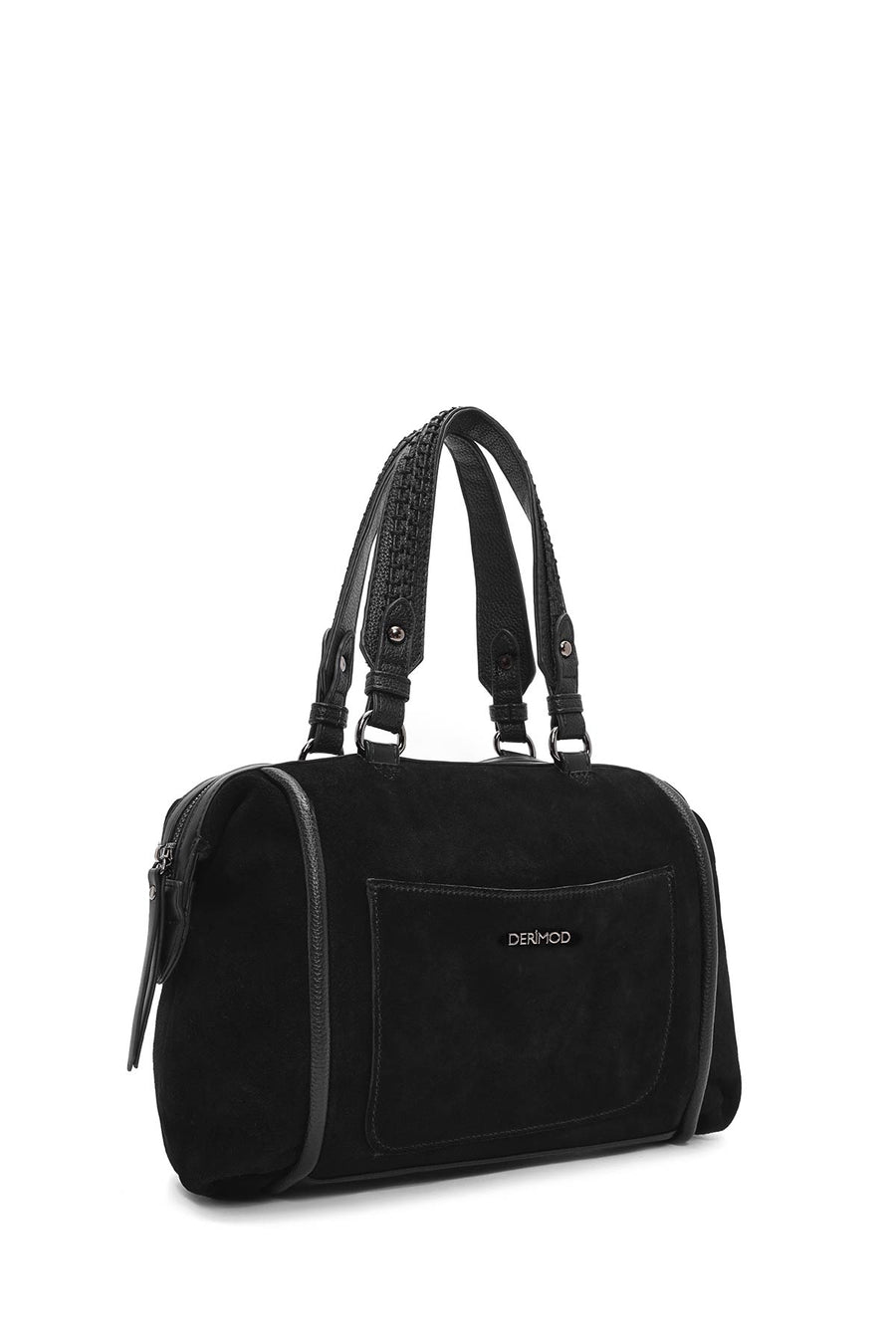 Women's Black Long Strap Suede Handbag