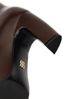 Women's Brown Thick Heeled Leather Boots | Derimod