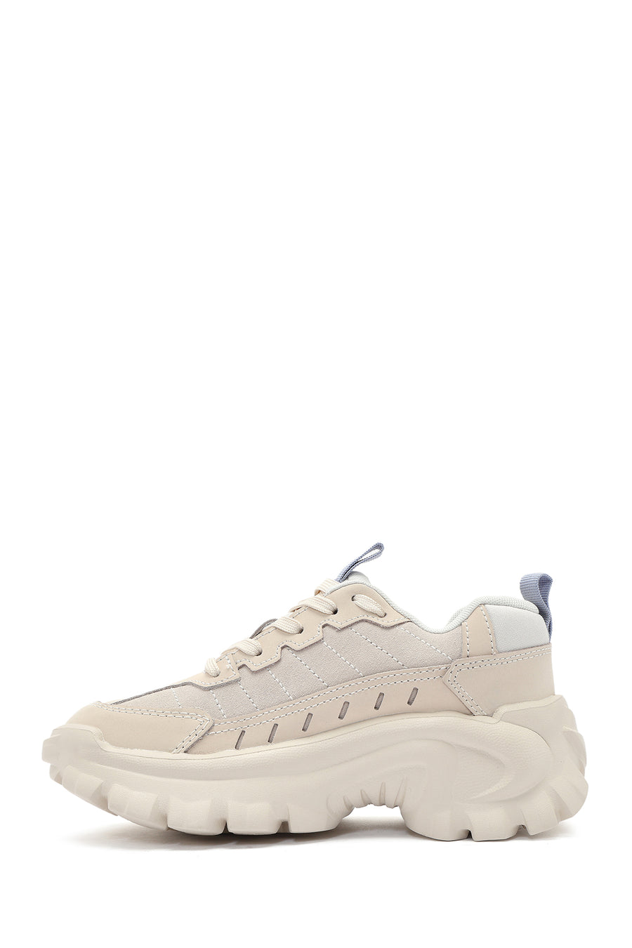 Caterpillar Women's Beige Intruder Essential Lace-Up Suede Leather Sneaker