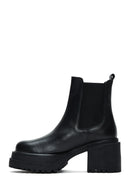 Women's Black Leather Heeled Chelsea Boots | Derimod