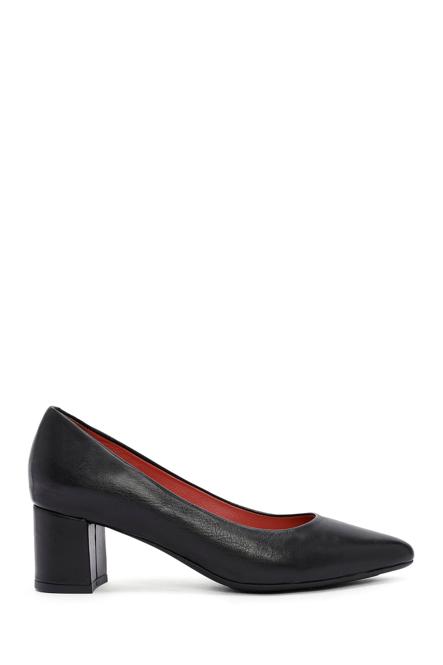 Derimod Gritti Woman Black Thick-Heeled Leather Shoes AF260001DV | Derimod