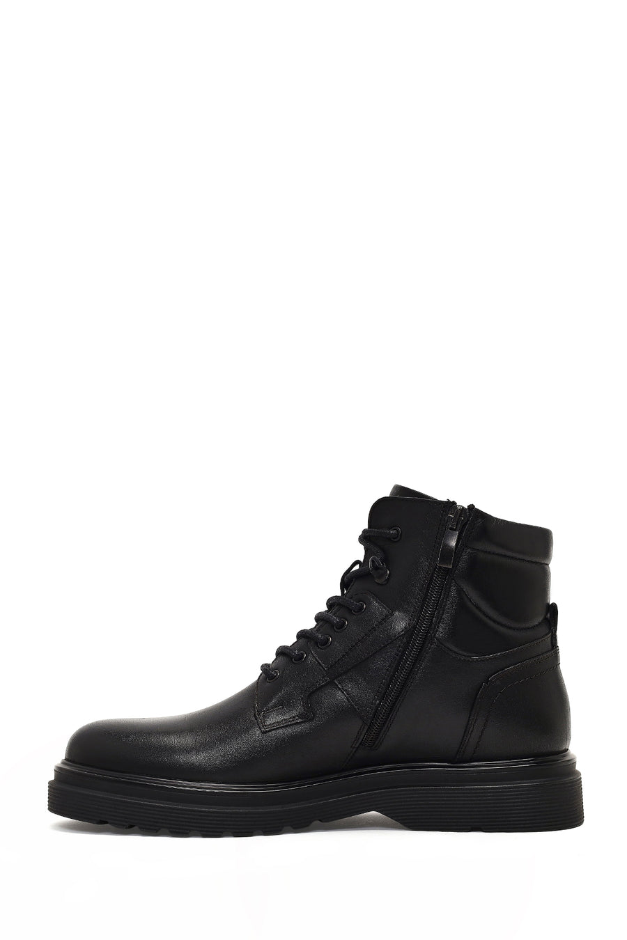 Male Black Zip Closure Leather Boots