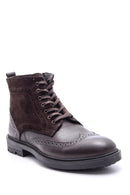 Men's Suede Detailed Leather Boots | Derimod