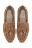 Women's Brown Tasseled Suede Leather Masculine Loafer | Derimod