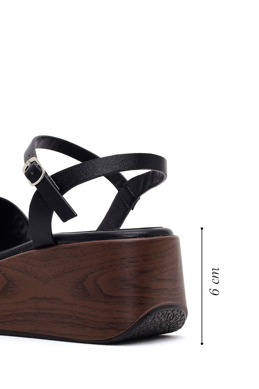 Women's Black Ankle Buckle Platform Sandals