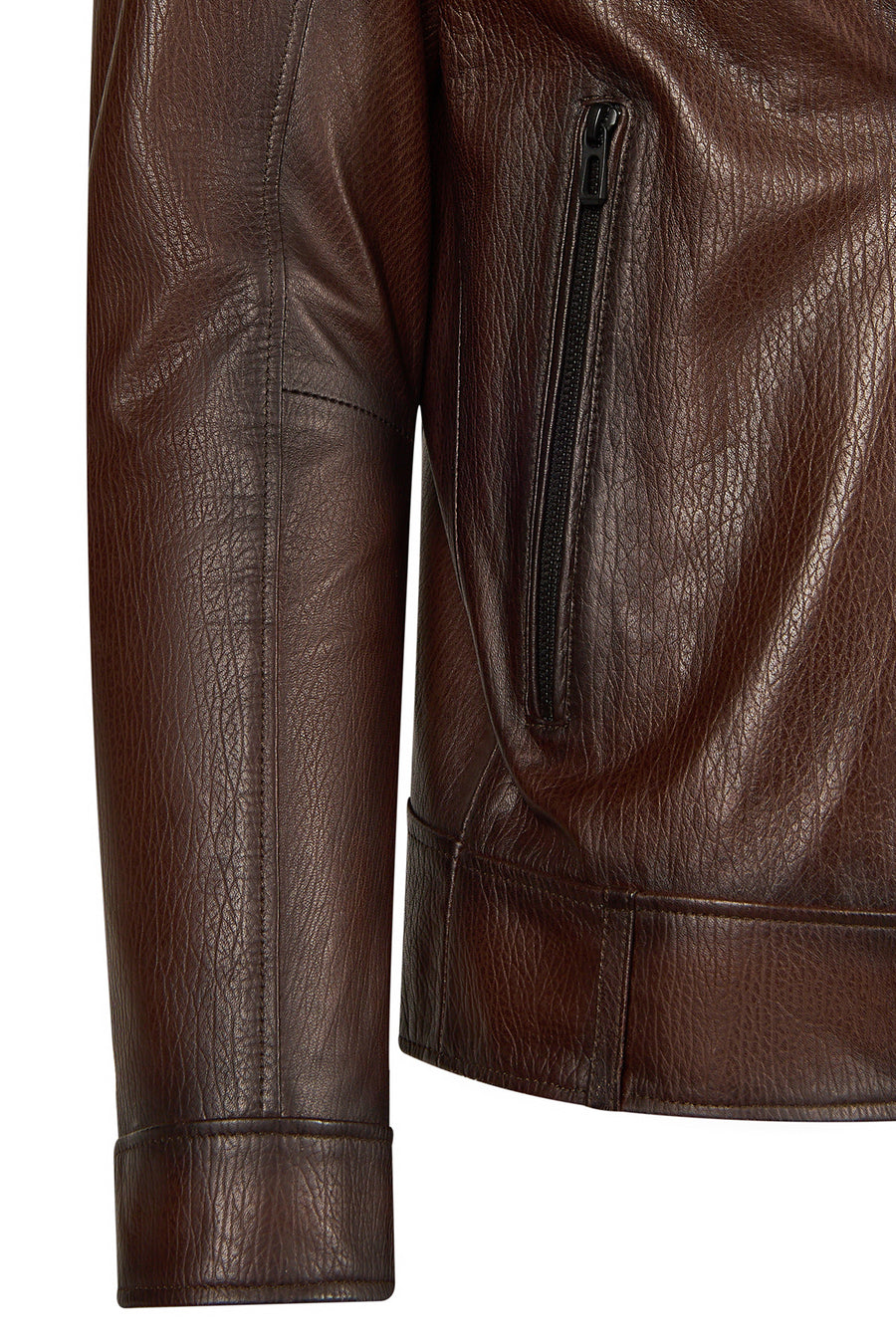 Carter Male Brown Double-breasted Collar Leather Jacket
