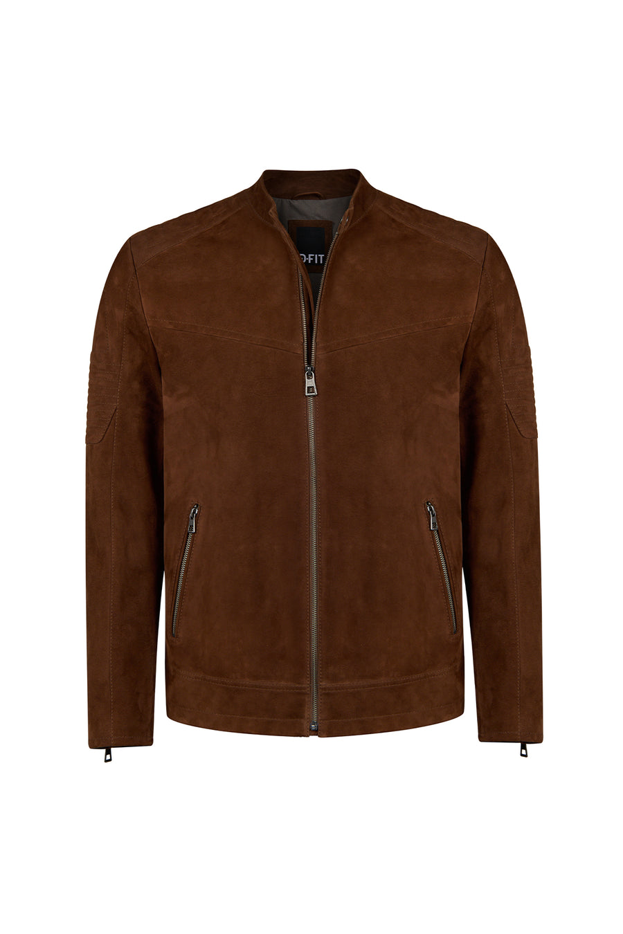 Howard Male Brown Slim-Fit Suede Leather Jacket