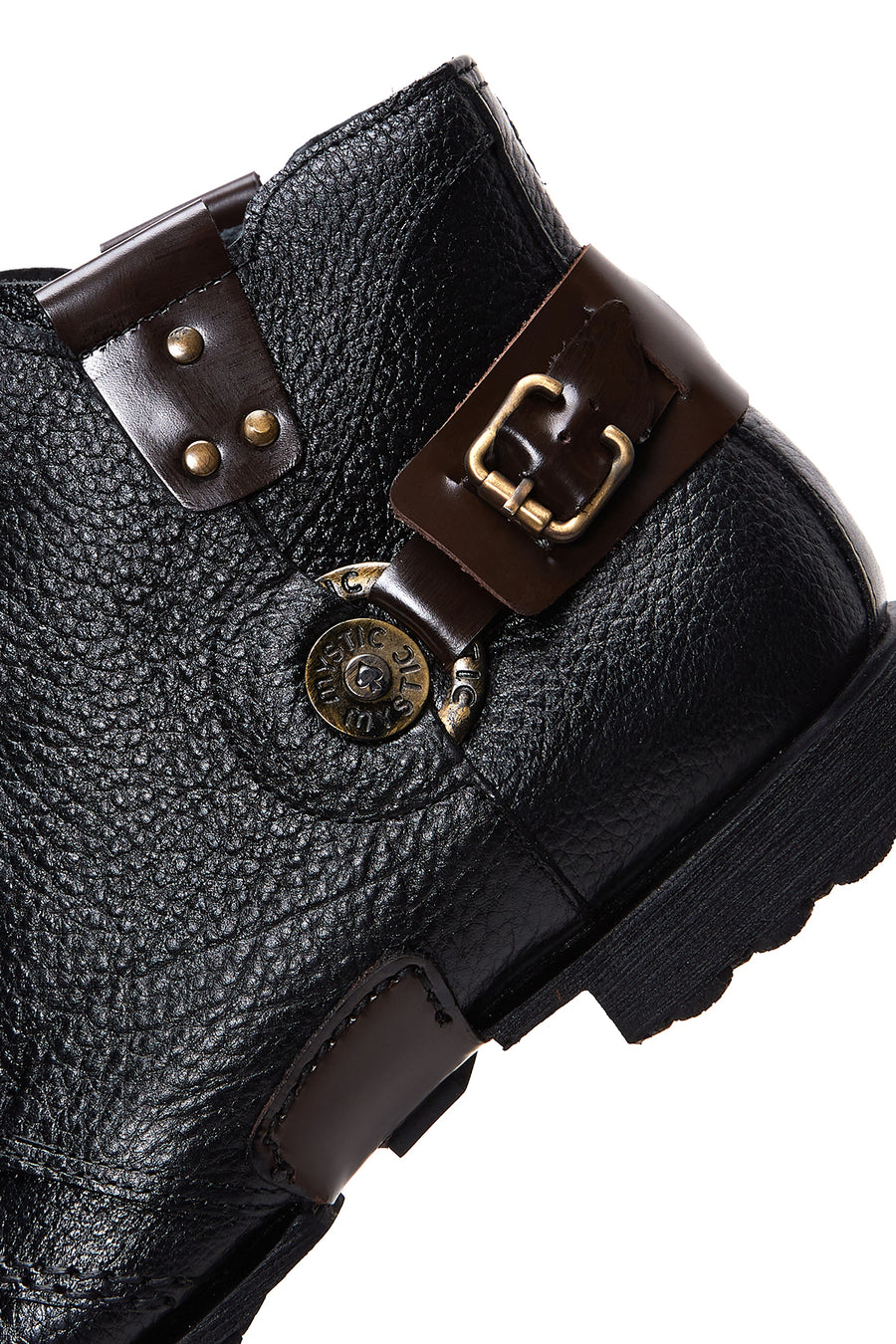 Men's Black Leather Flat Boots