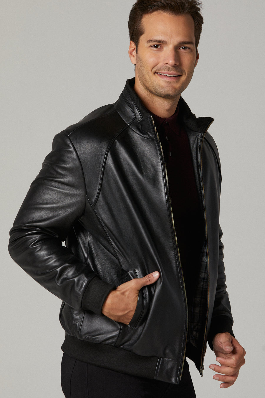 Andy Men's Black Leather Jacket 19WGE63731M | Derimod