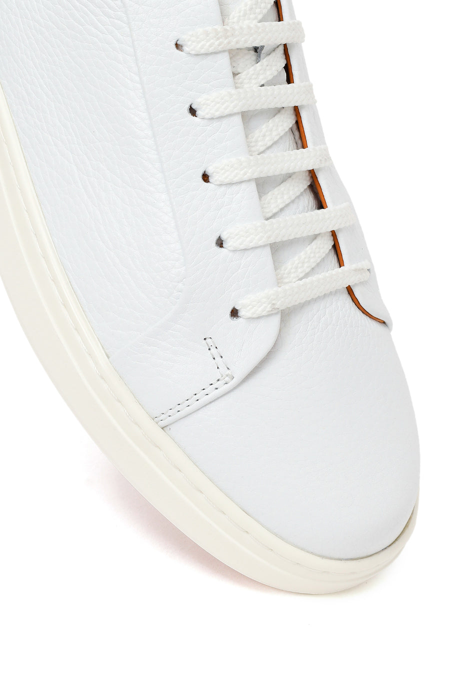 Male White Lace-Up Leather Sneaker