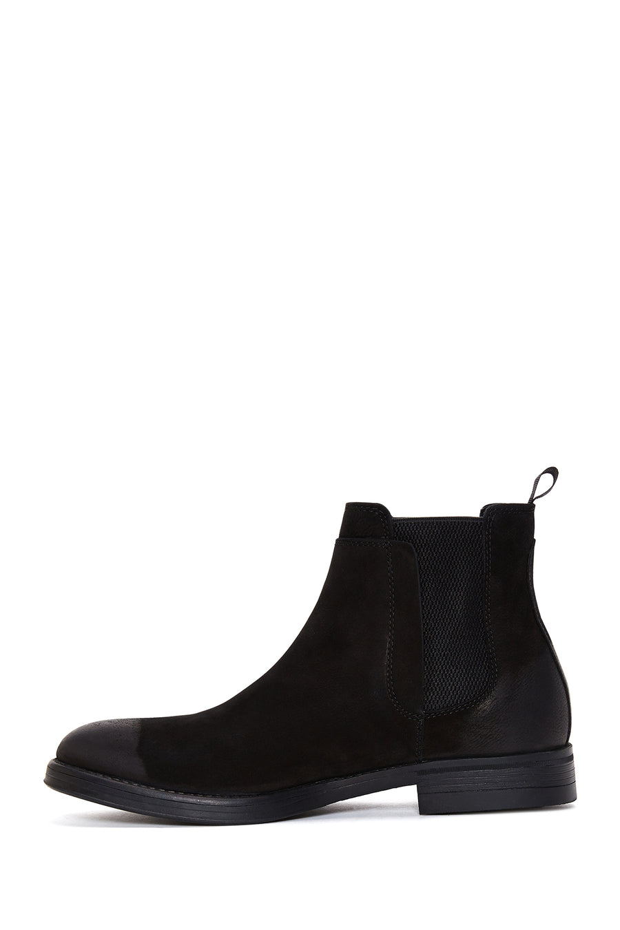 Men's Black Nubuck Leather Chelsea Flat Boots
