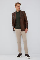 Bernard Men's Brown Blazer Leather Jacket | Derimod