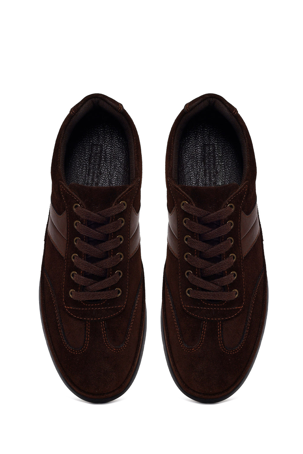 Erkek Kahverengi Bağcıklı Süet Deri Sneaker