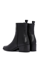 Women's Black Leather Zippered Boots | Derimod