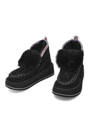 Women's Black Thick-Soled Fur Suede Leather Boots | Derimod