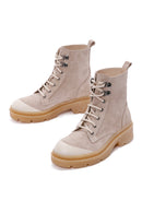 Women's Beige Suede Leather Boots | Derimod