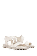 Women's Beige Ankle Strap Leather Sandals | Derimod