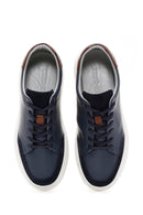 Men's Navy Blue Leather Sneaker | Derimod