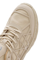 Men's Beige Lace-up Thick-Sole Fabric Sneaker | Derimod