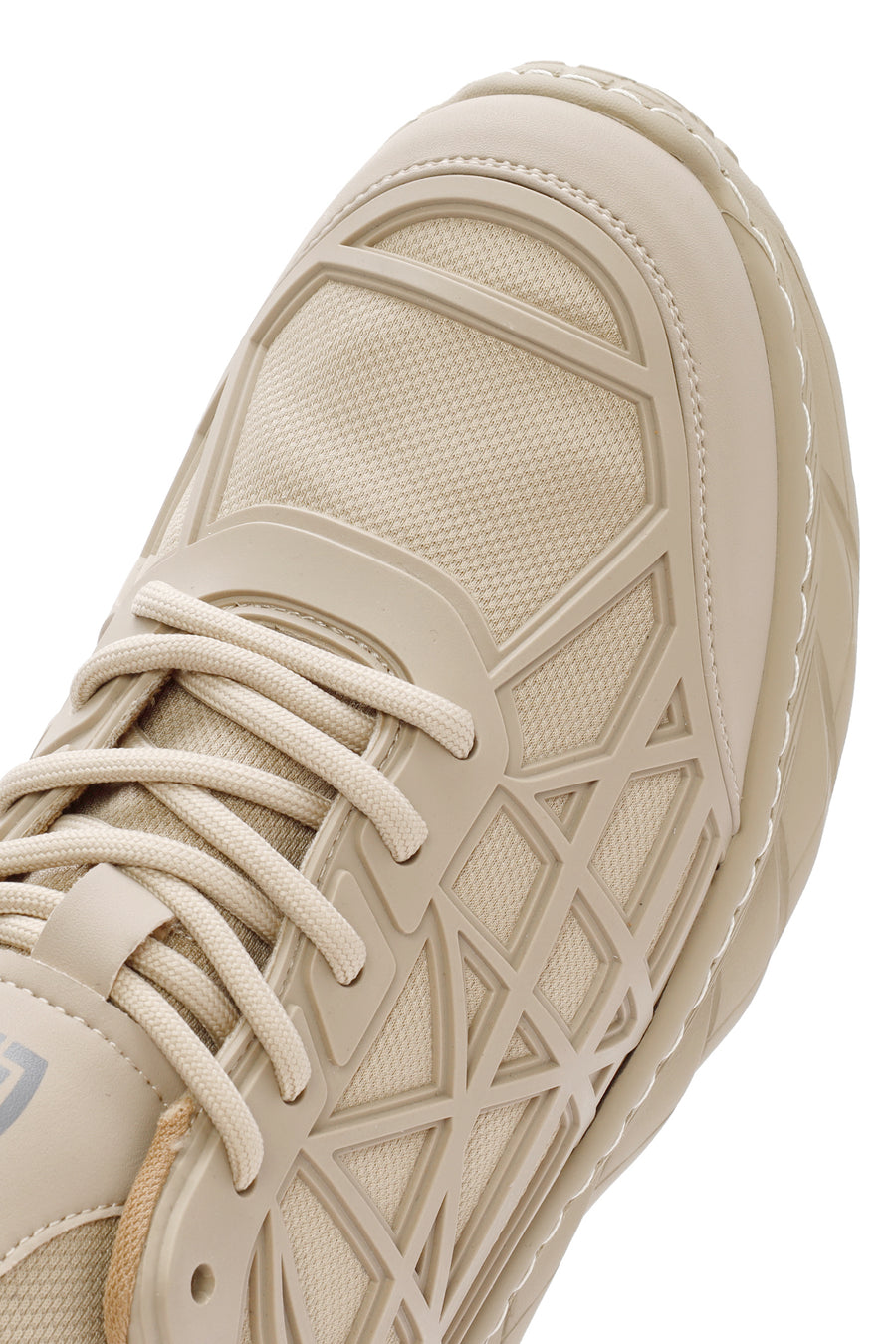 Erkek Bej Bağcıklı Kalın Tabanlı Kumaş Sneaker