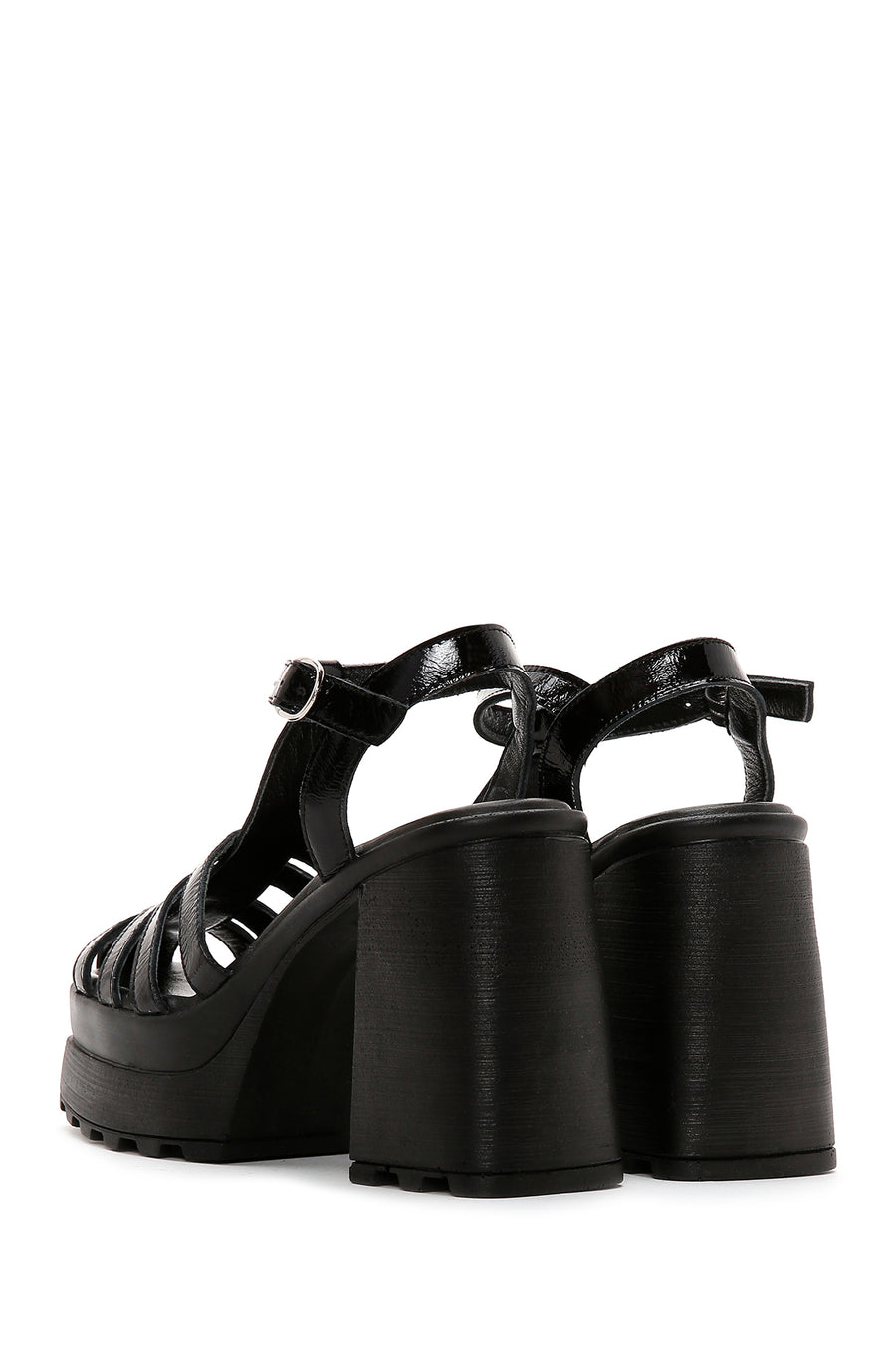 Women's Leather Patent Leather Thick Heeled Platform Sandals