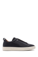 Men's Navy Blue Elastic Leather Sneakers | Derimod