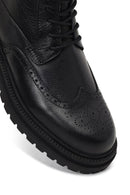 Men's Black Zippered Leather Boots | Derimod