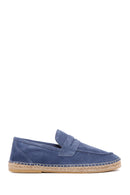 Men's Blue Suede Leather Espadrilles | Derimod