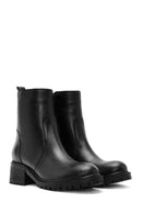 Women's Black Zippered Leather Boots | Derimod