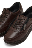 Woman Brown Lace-Up Thick-Soled Leather Sneaker | Derimod