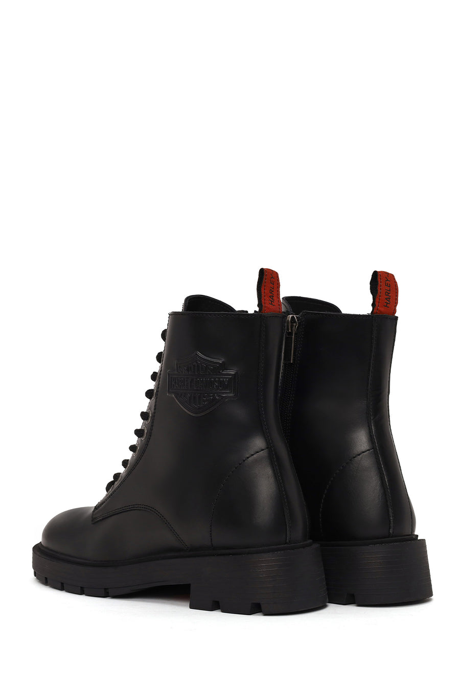 Harley Davidson Woman Black Cree Zip Closure Leather Combat Boots