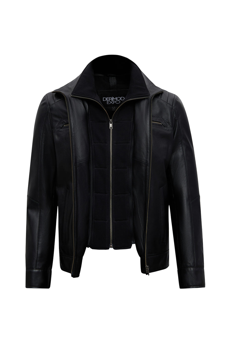 Elton Men's Black Turn-Down Collar Leather Jacket