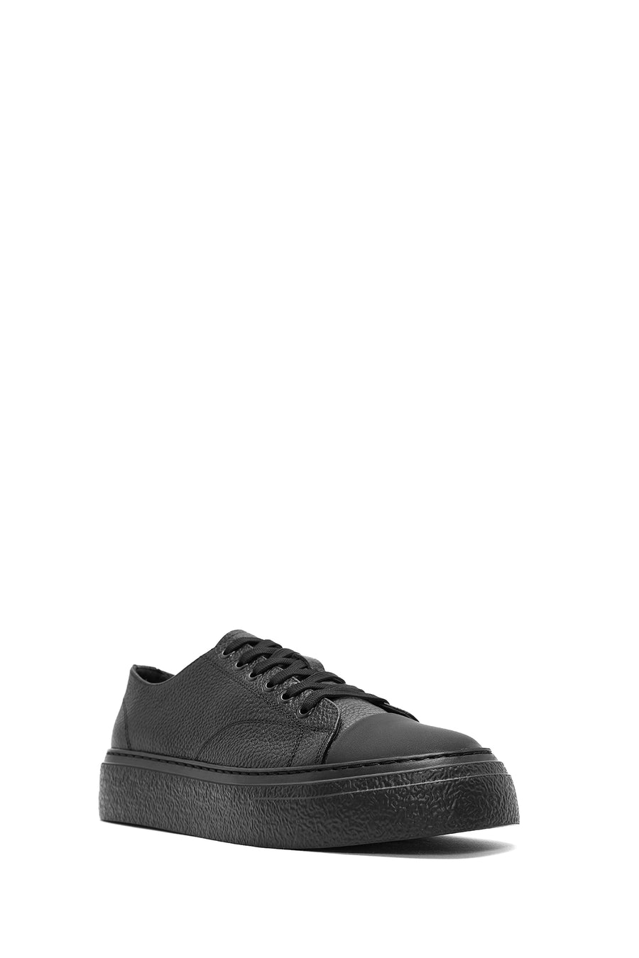 Men's Black Lace-up Leather Sneaker