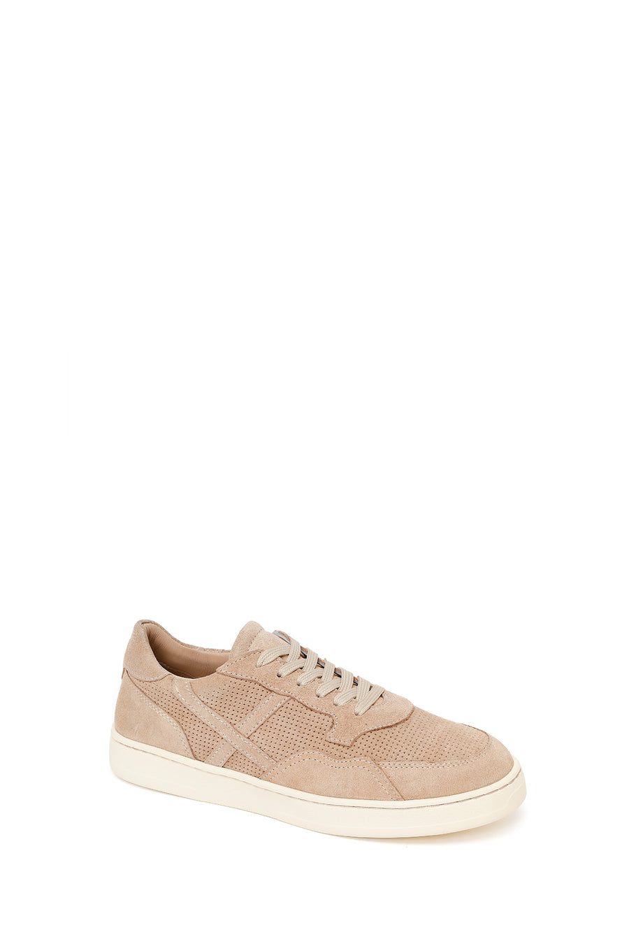 Woman Beige Lace-Up Suede Leather Sneaker