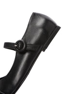 Women's Black Banded Leather Ballerinas | Derimod